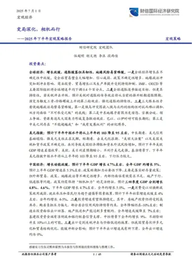 【财信国际经济研究院】2025年下半年宏观策略报告：变局深化，相机而行-MagSilo